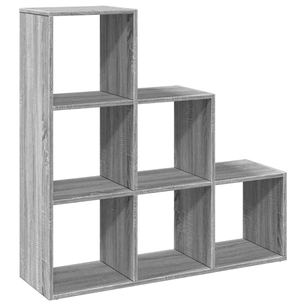 Raumteiler-Bücherregal 3 Etagen Grau Sonoma 99x29x99 cm