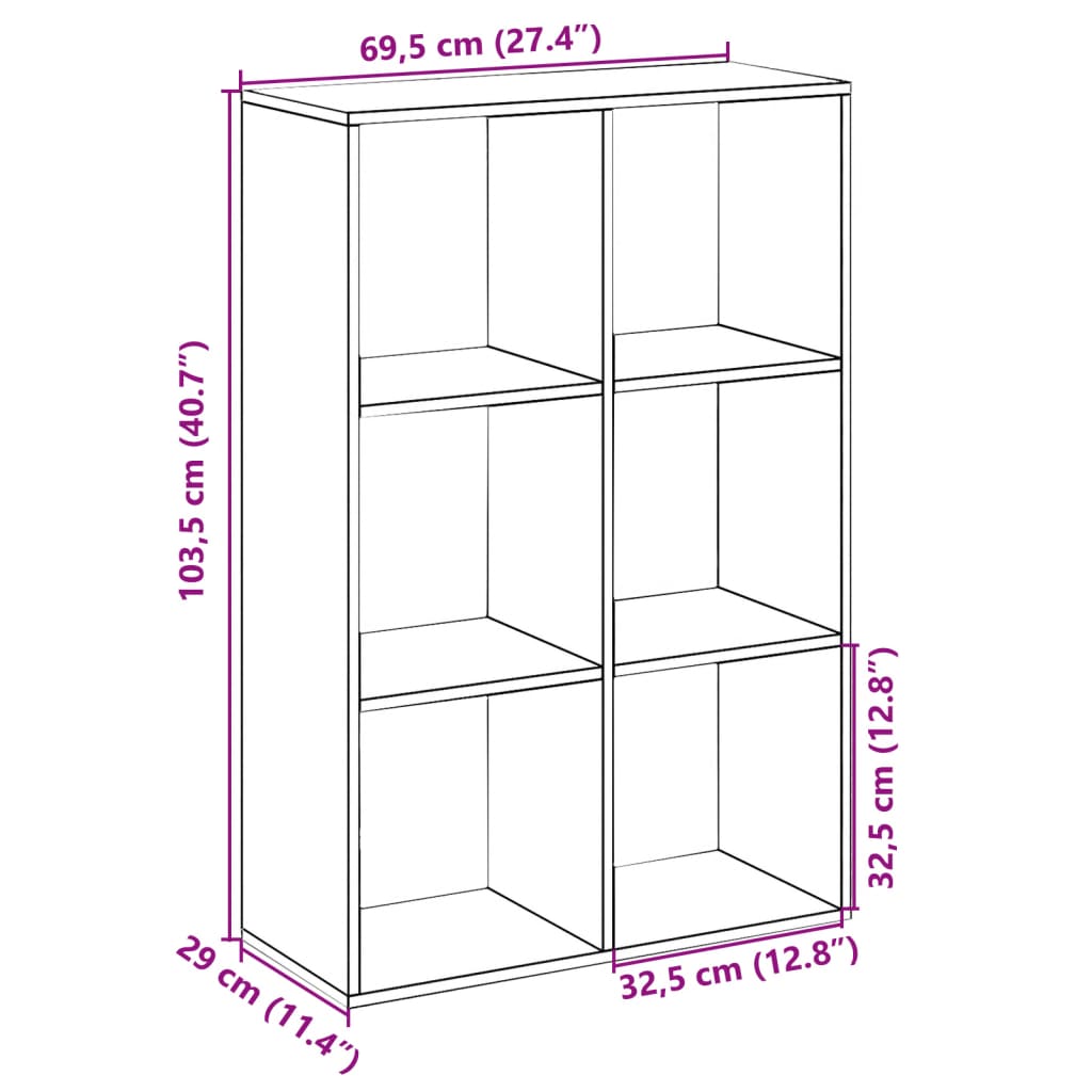 Raumteiler-Bücherregal Betongrau 69,5x29x103,5 cm Holzwerkstoff