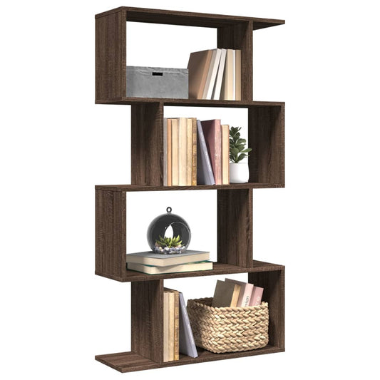 Raumteiler-Bücherregal 4 Böden Braun Eichen-Optik 70x24x129 cm