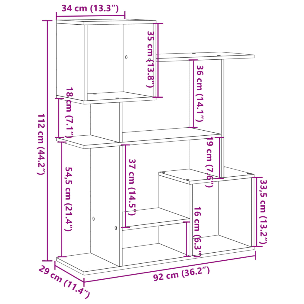 Raumteiler-Bücherregal Sonoma-Eiche 92x29x112 cm Holzwerkstoff