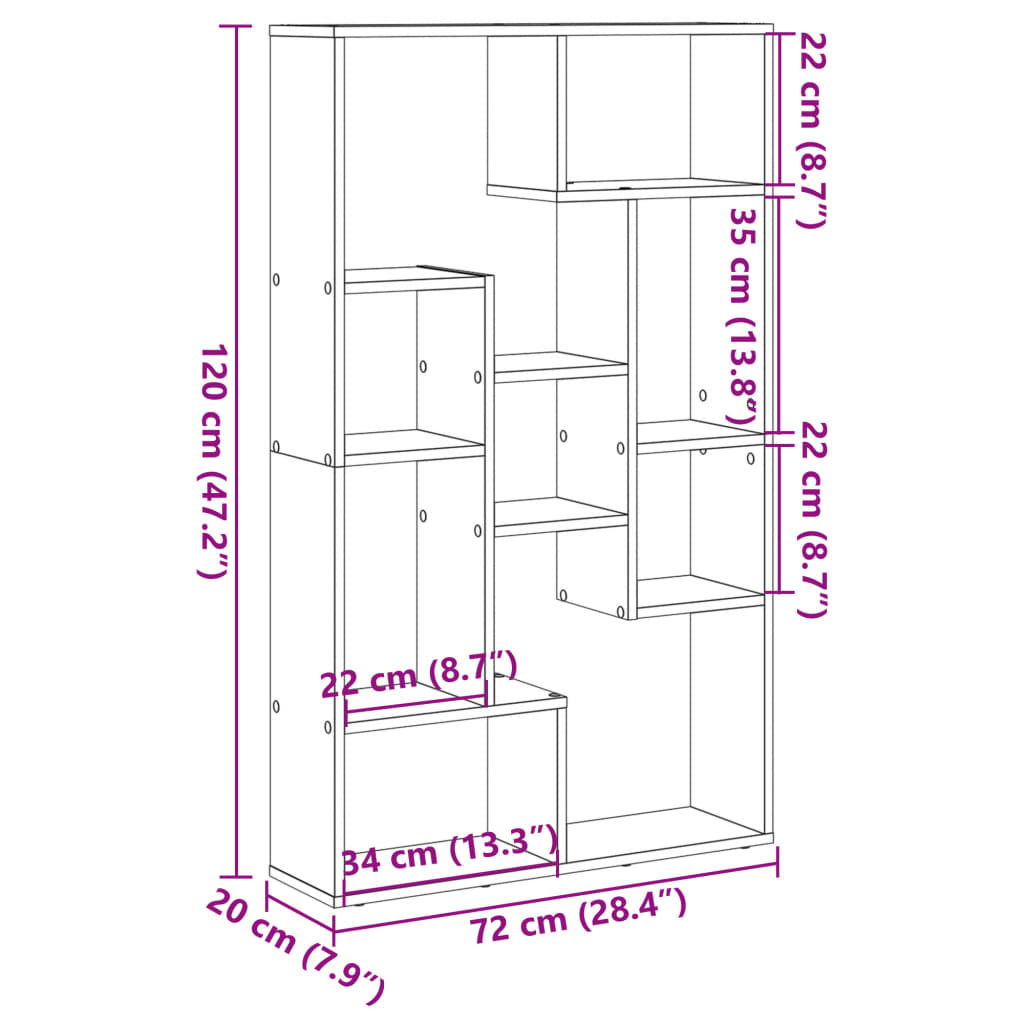 Bücherregal Sonoma-Eiche 72x20x120 cm Holzwerkstoff