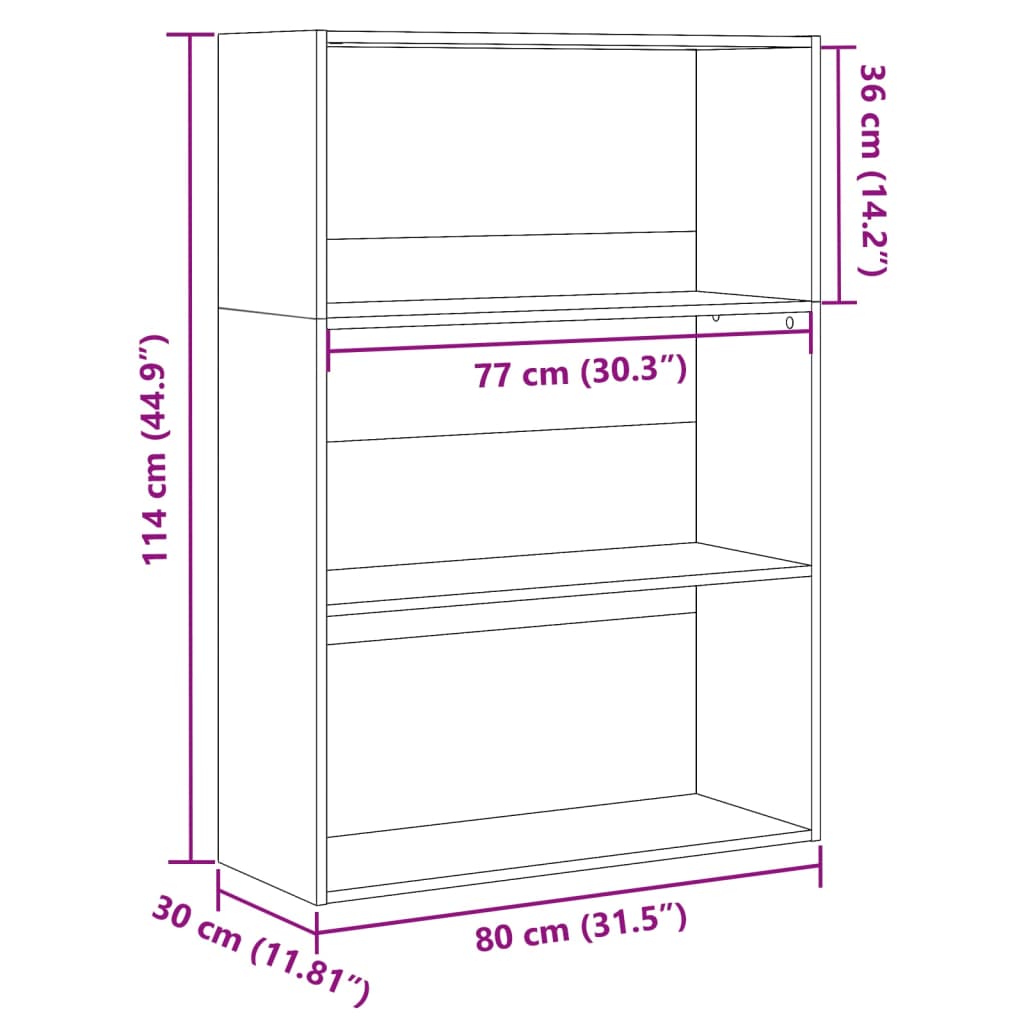 Bücherregal Weiß 80x30x114 cm Holzwerkstoff