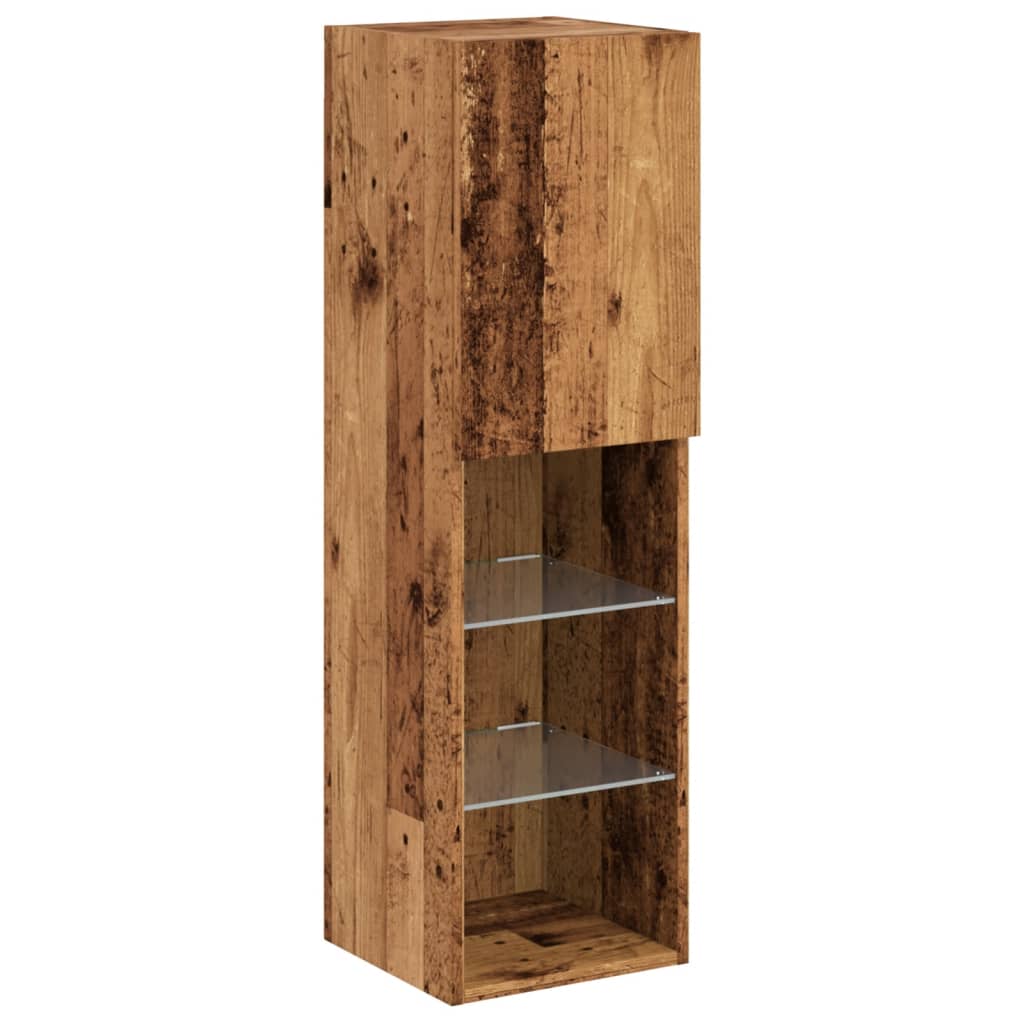 TV-Schrank mit LED-Leuchten Altholz-Optik 30,5x30x102 cm