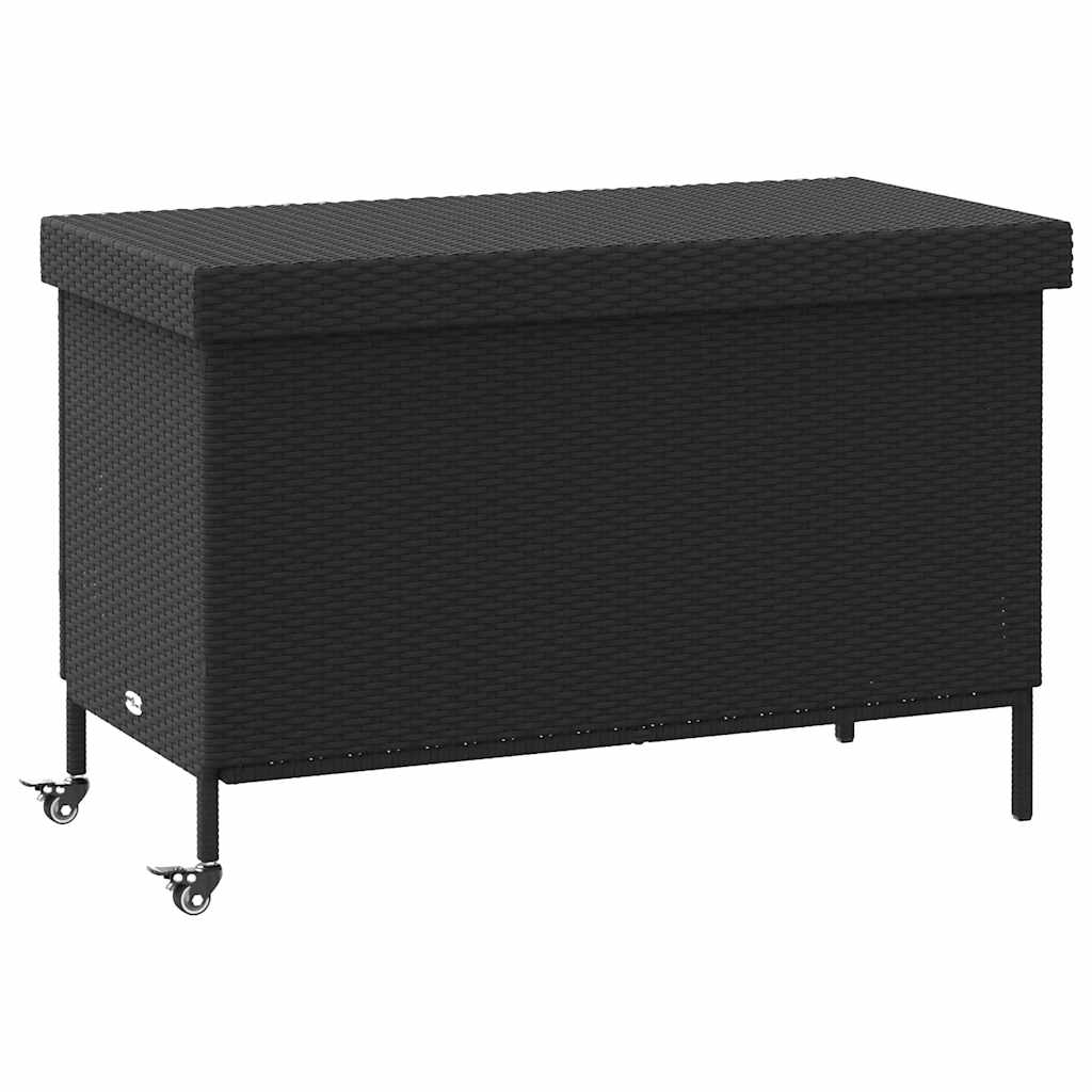 Gartentruhe mit Rollen Schwarz 110x55x73 cm Poly Rattan