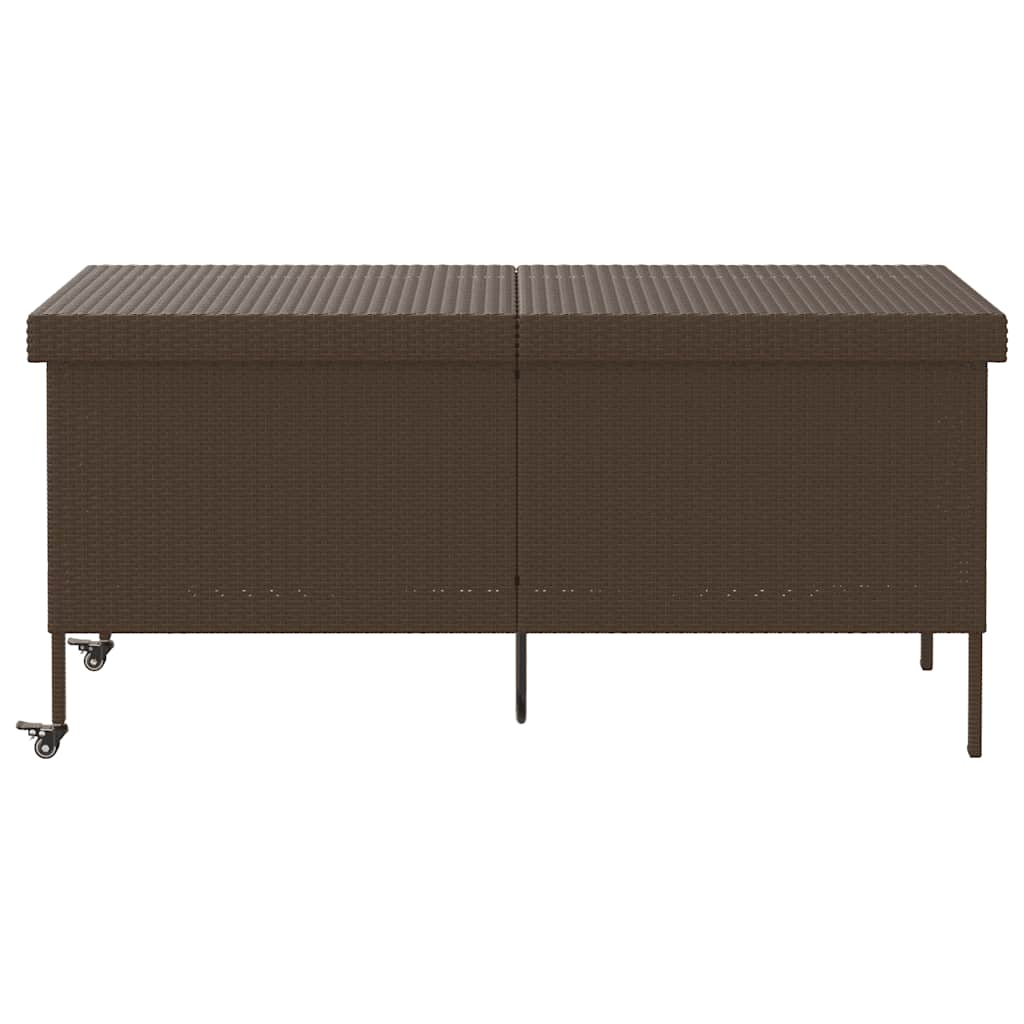 Gartentruhe mit Rollen Braun 160x55x75 cm Poly Rattan