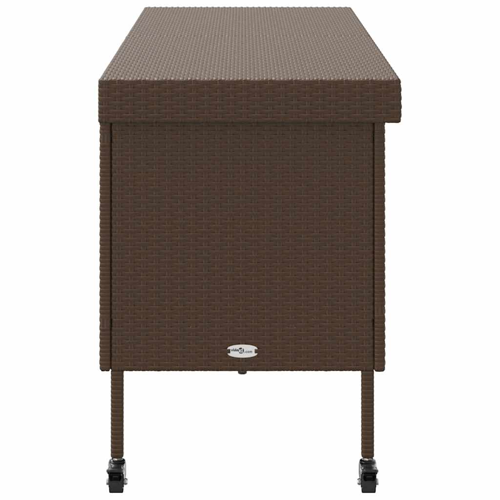 Gartentruhe mit Rollen Braun 160x55x75 cm Poly Rattan