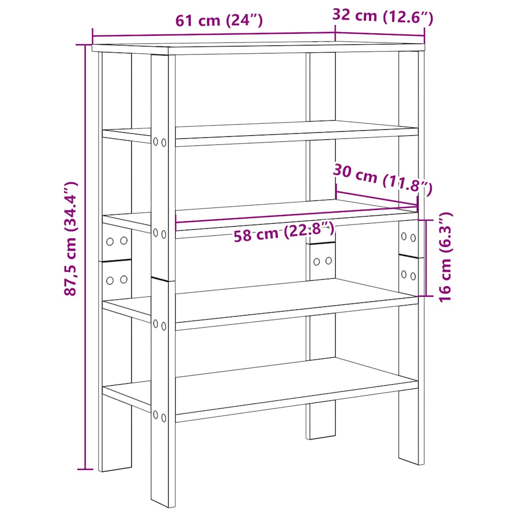 Schuhregal Weiß 61x32x87,5 cm Holzwerkstoff