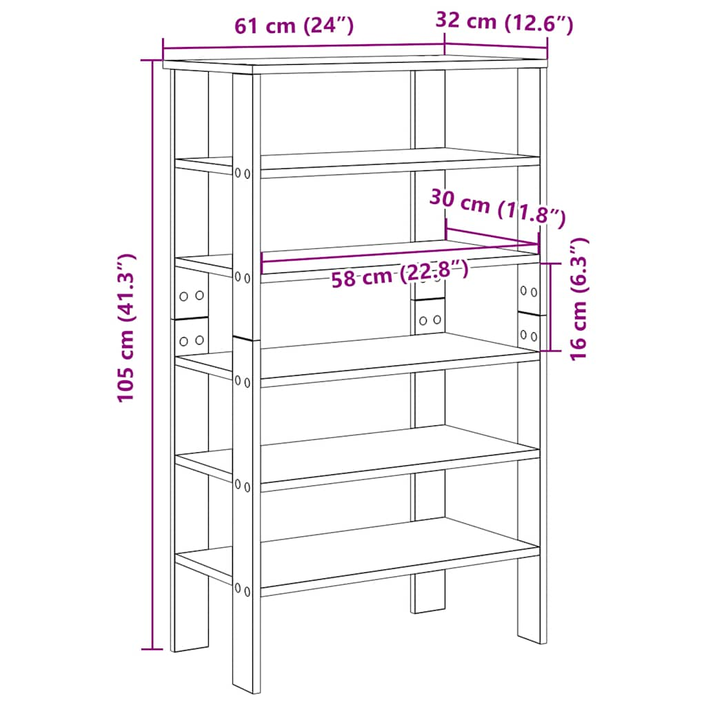 Schuhregal Sonoma-Eiche 61x32x105 cm Holzwerkstoff