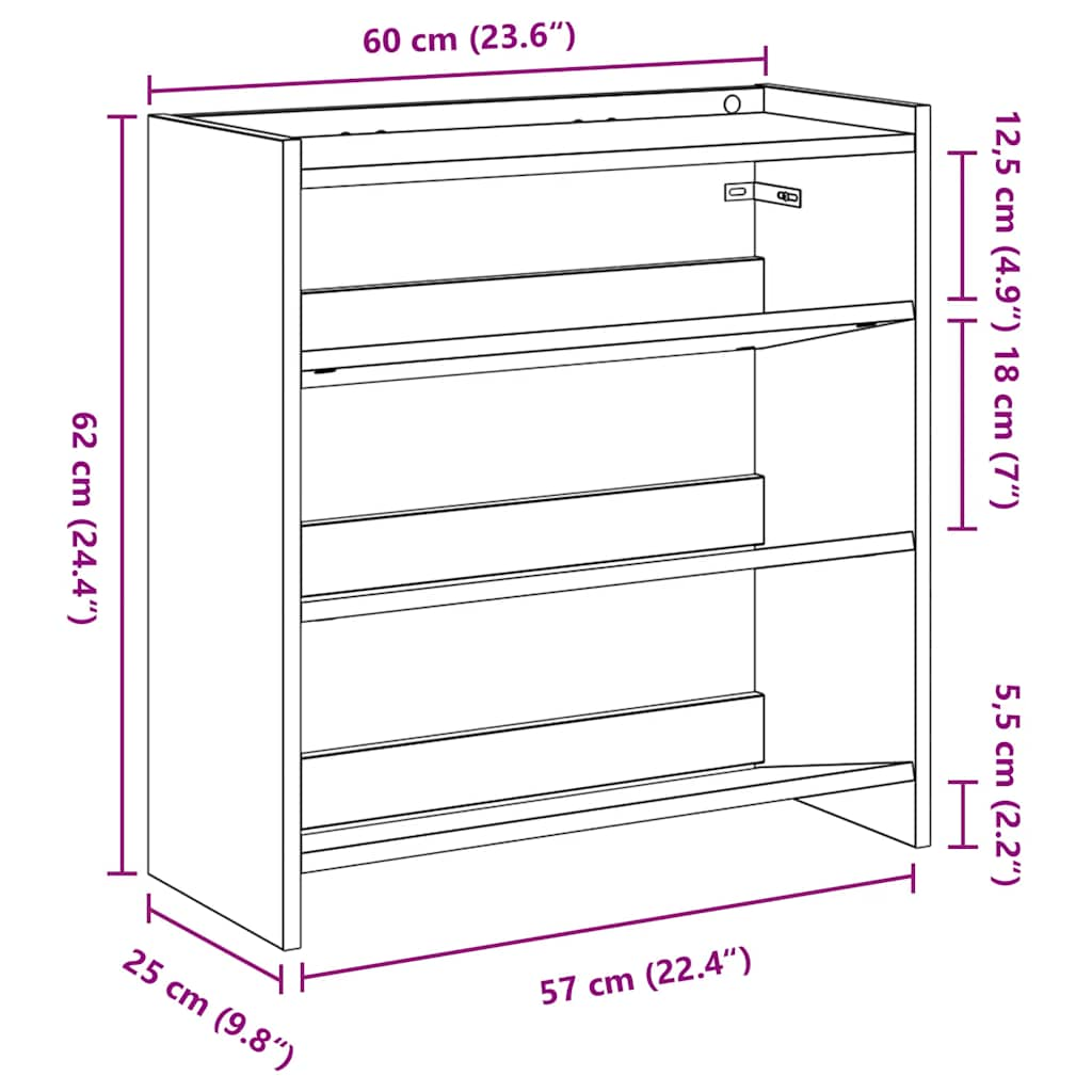 Schuhregal Weiß 80x25x100 cm Holzwerkstoff