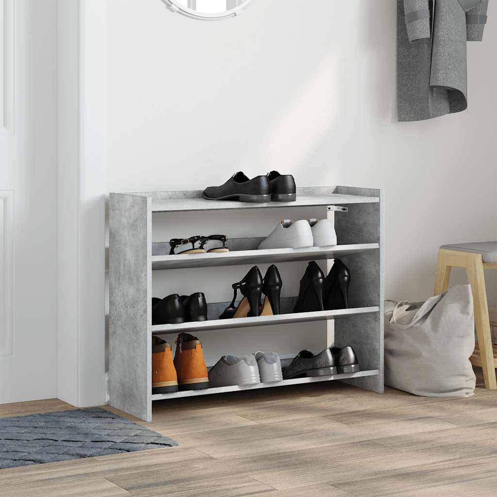 Schuhregal Betongrau 80x25x62 cm Holzwerkstoff