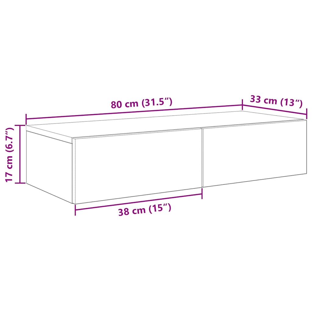 Wandregal mit Schubladen Betongrau 80x33x17 cm Holzwerkstoff