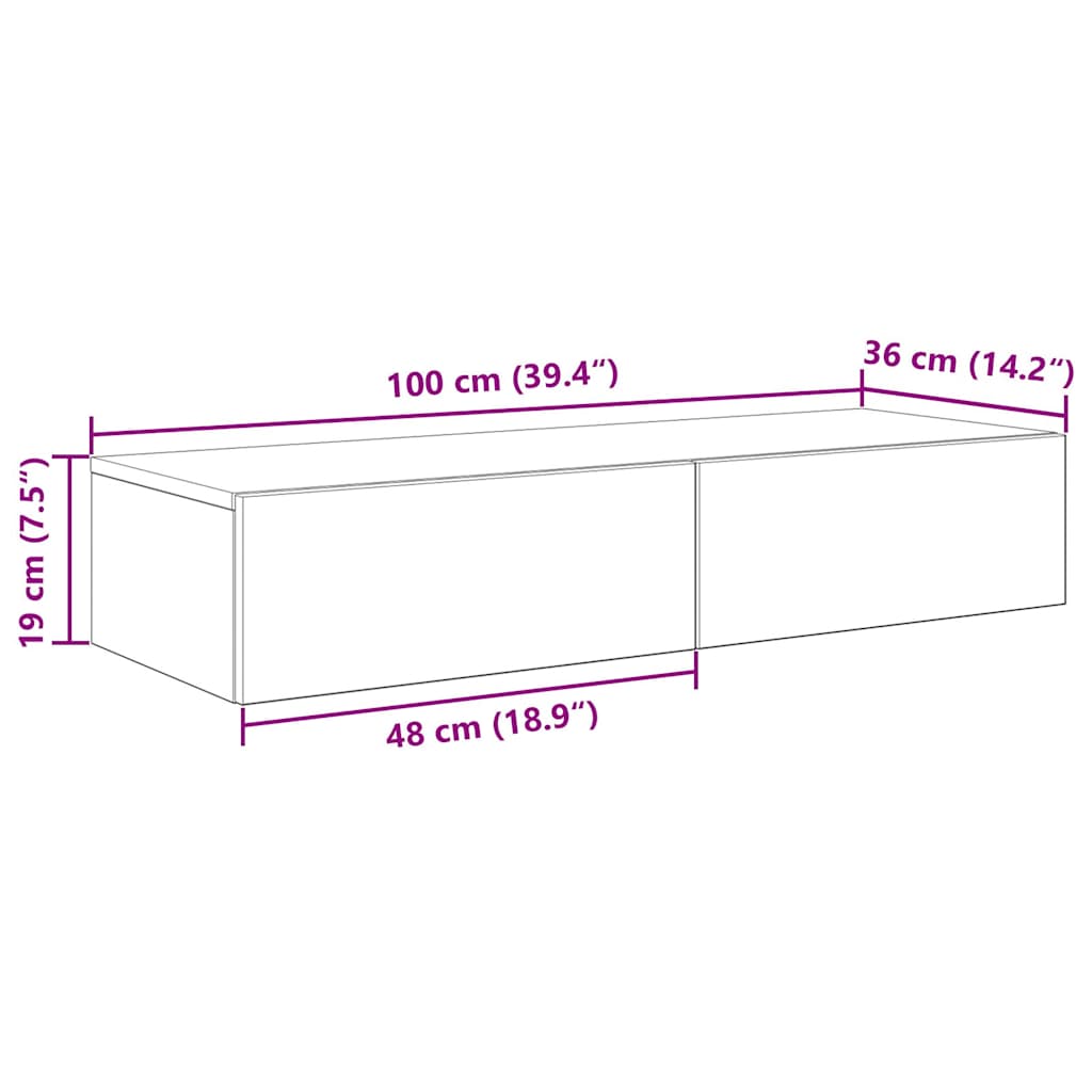 Wandregal mit Schubladen Altholz-Optik 100x36x19 cm