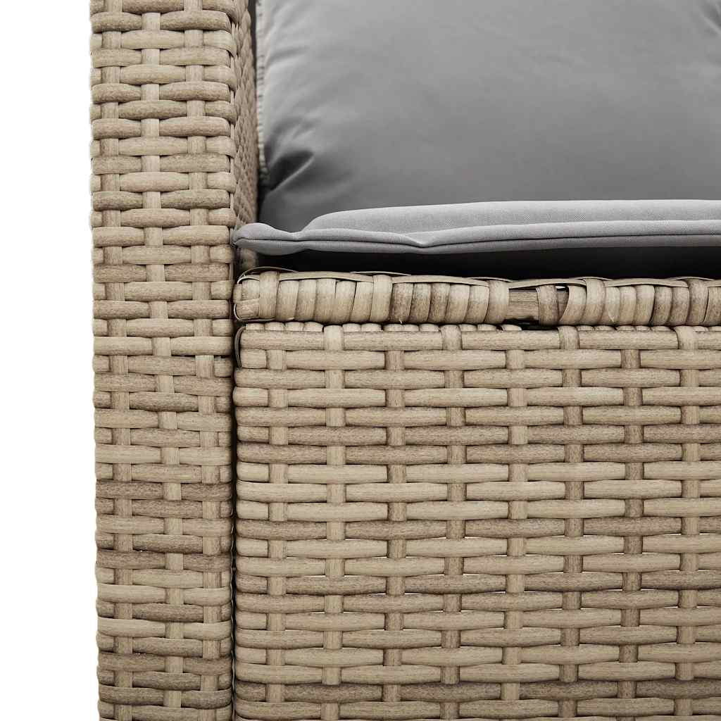 Gartensofa 2-Sitzer mit Kissen & Tisch Beige Poly Rattan