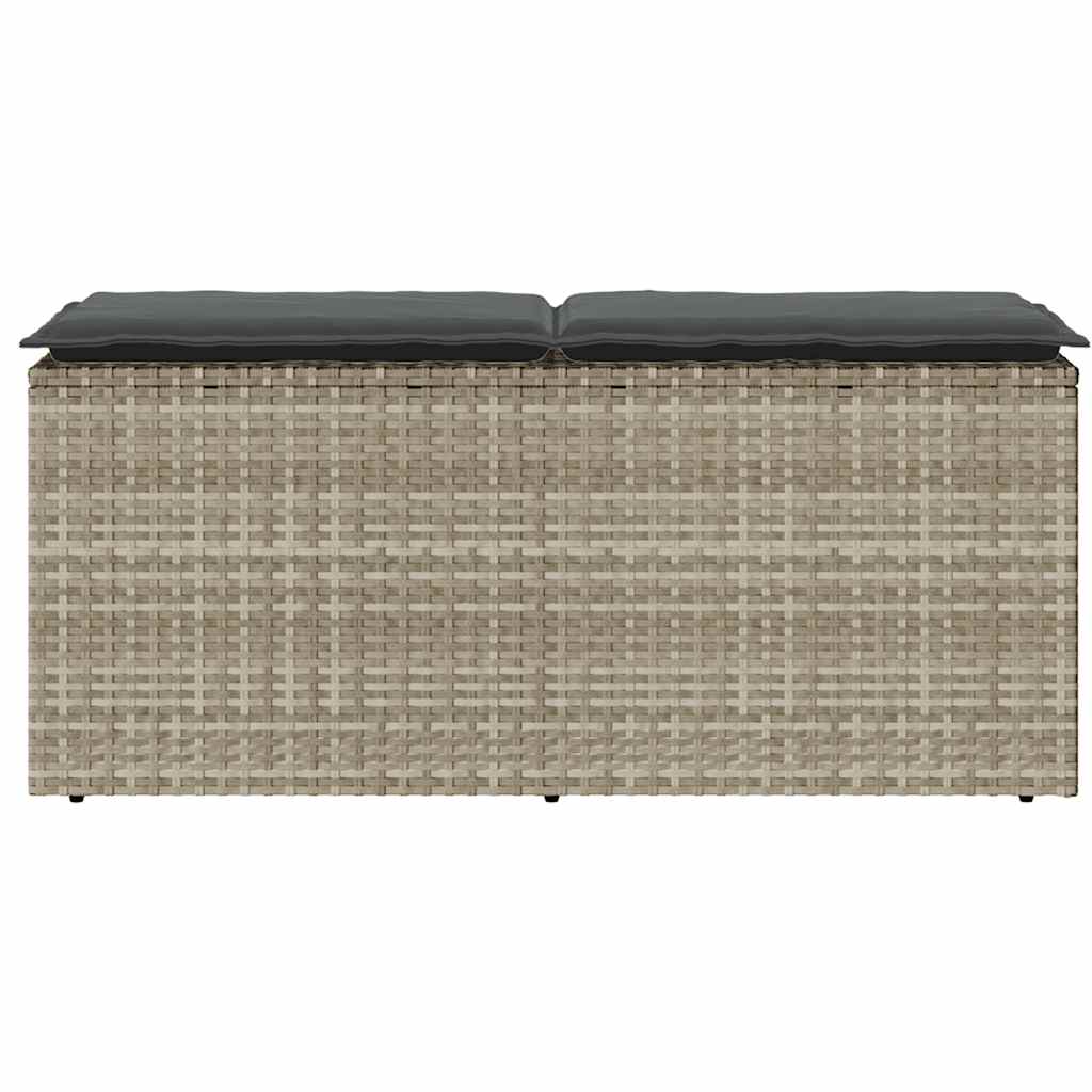 Gartenbank mit Kissen Hellgrau 110x40x44 cm Poly Rattan