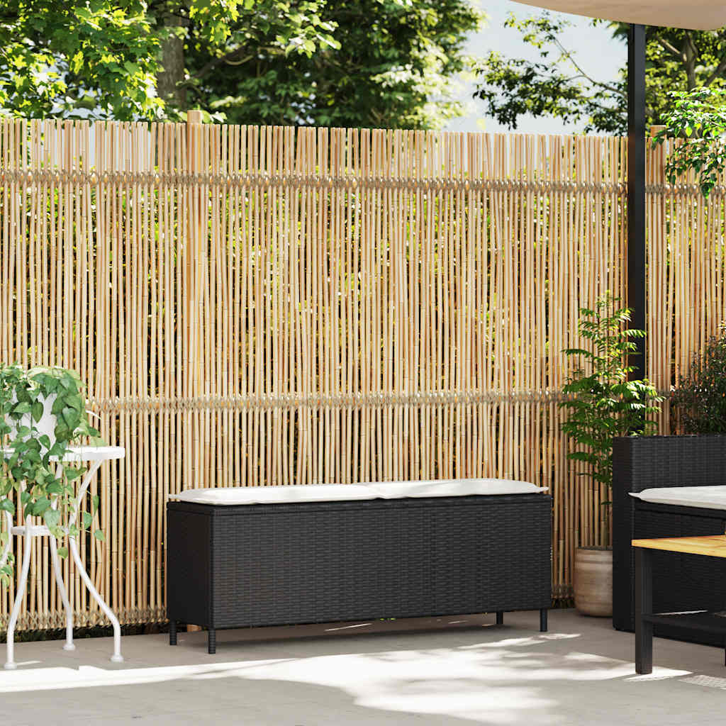 Gartenbank mit Kissen Schwarz 110x30x40,5 cm Poly Rattan