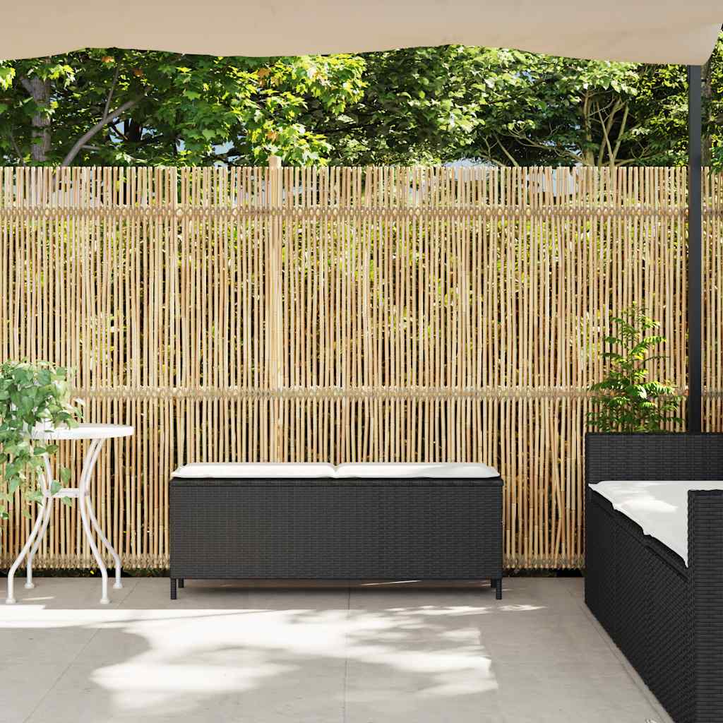 Gartenbank mit Kissen Schwarz 110x30x40,5 cm Poly Rattan