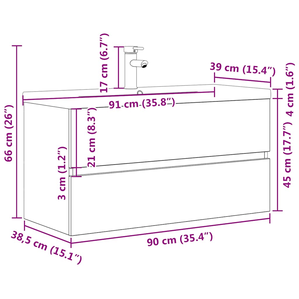 2-tlg. Badmöbel-Set Betongrau Holzwerkstoff