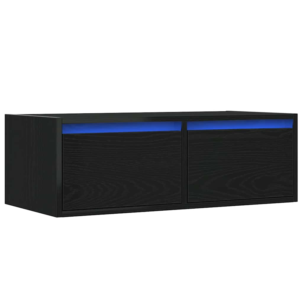 TV-Schrank mit LED-Leuchten Schwarz Eichen-Optik 75x35,5x25 cm