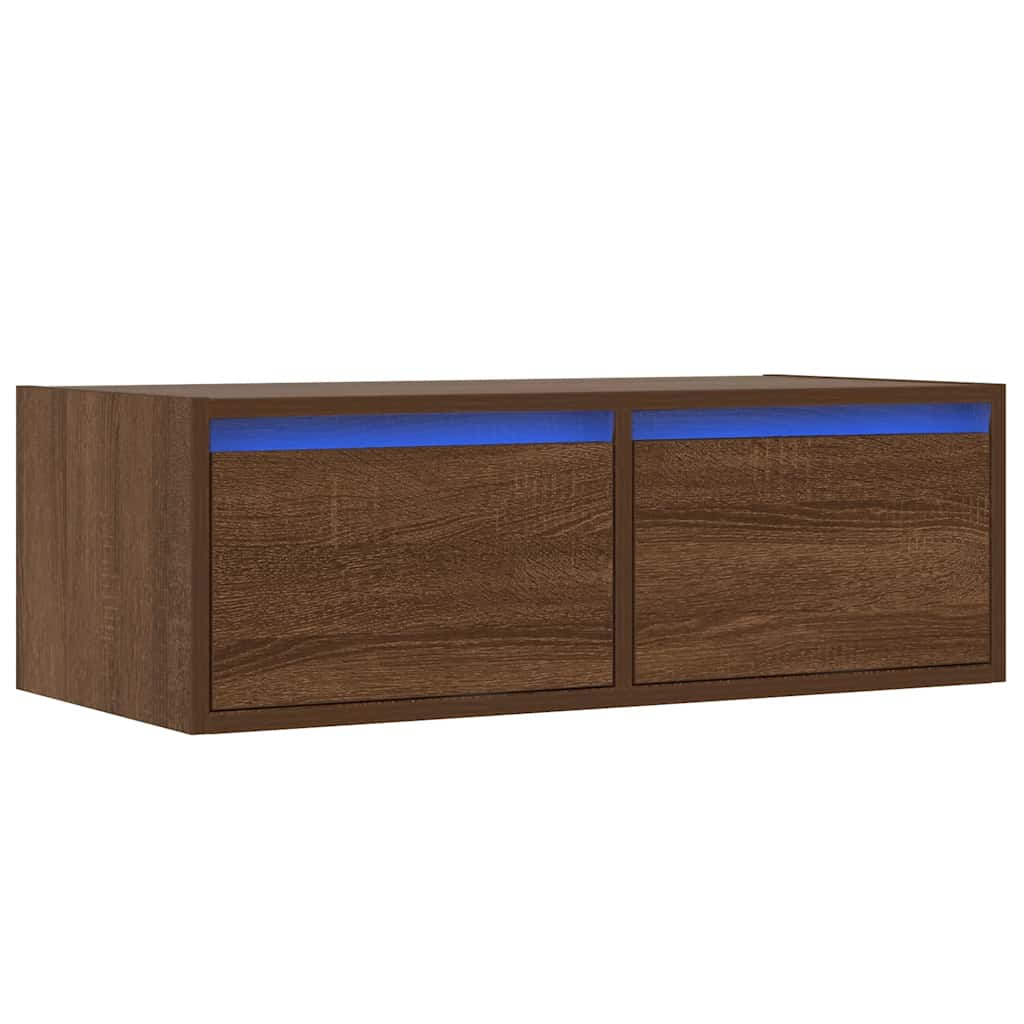 TV-Schrank mit LED-Leuchten Braun Eichen-Optik 75x35,5x25 cm