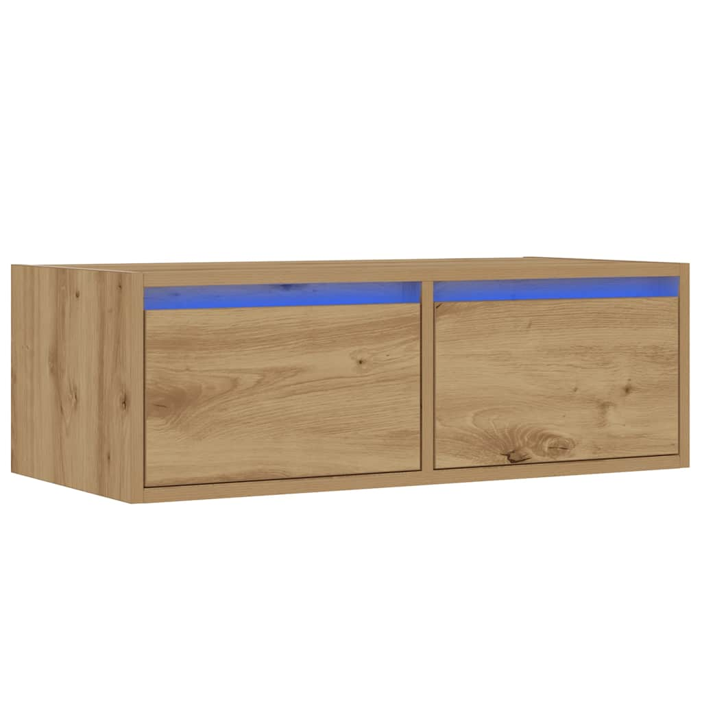 TV-Schrank mit LED-Leuchten Artisan-Eiche 75x35,5x25 cm