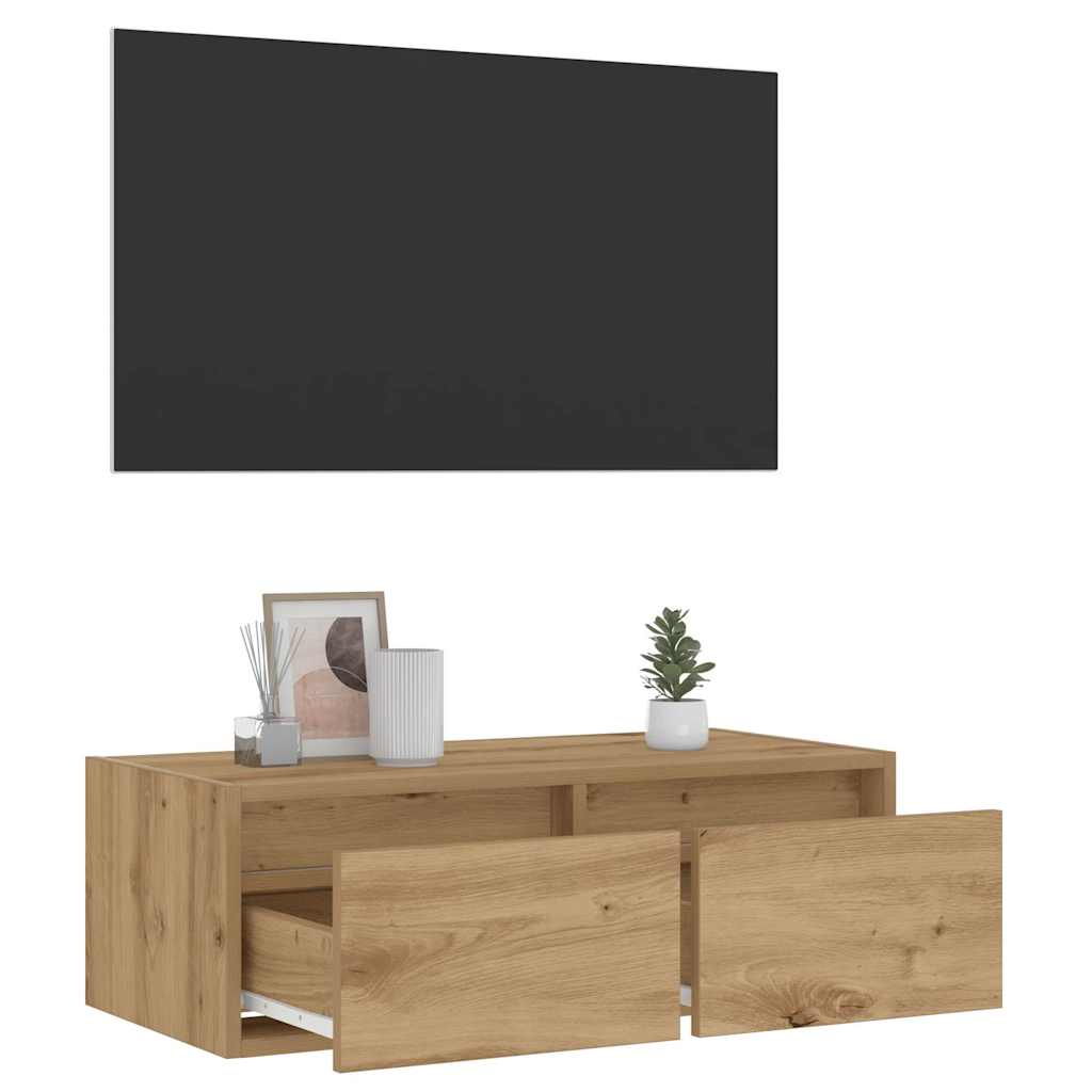 TV-Schrank mit LED-Leuchten Artisan-Eiche 75x35,5x25 cm