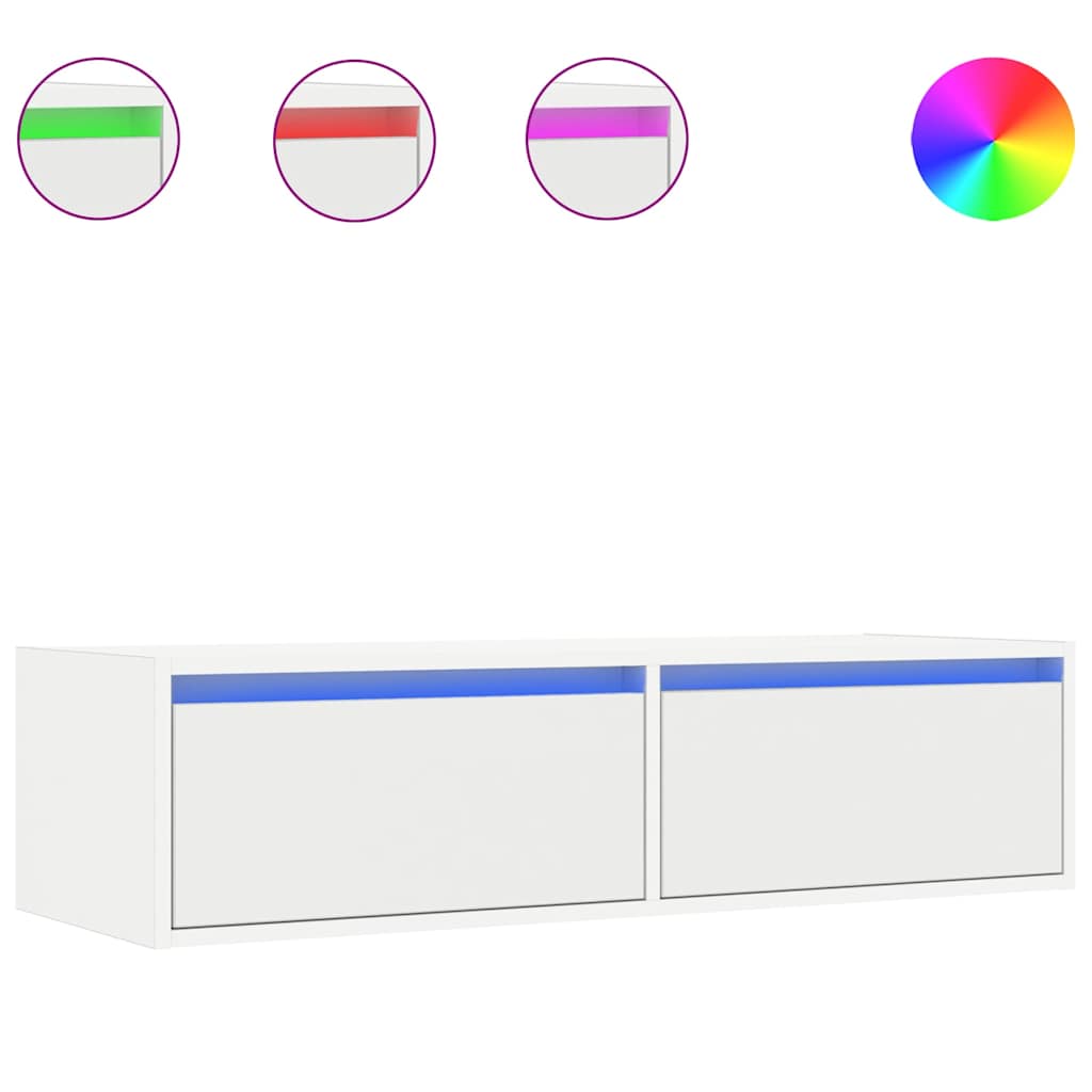 TV-Schrank mit LED-Leuchten Weiß 100x35,5x25 cm