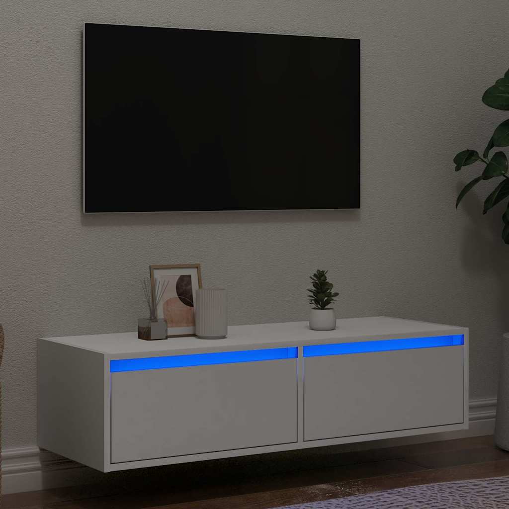 TV-Schrank mit LED-Leuchten Weiß 100x35,5x25 cm