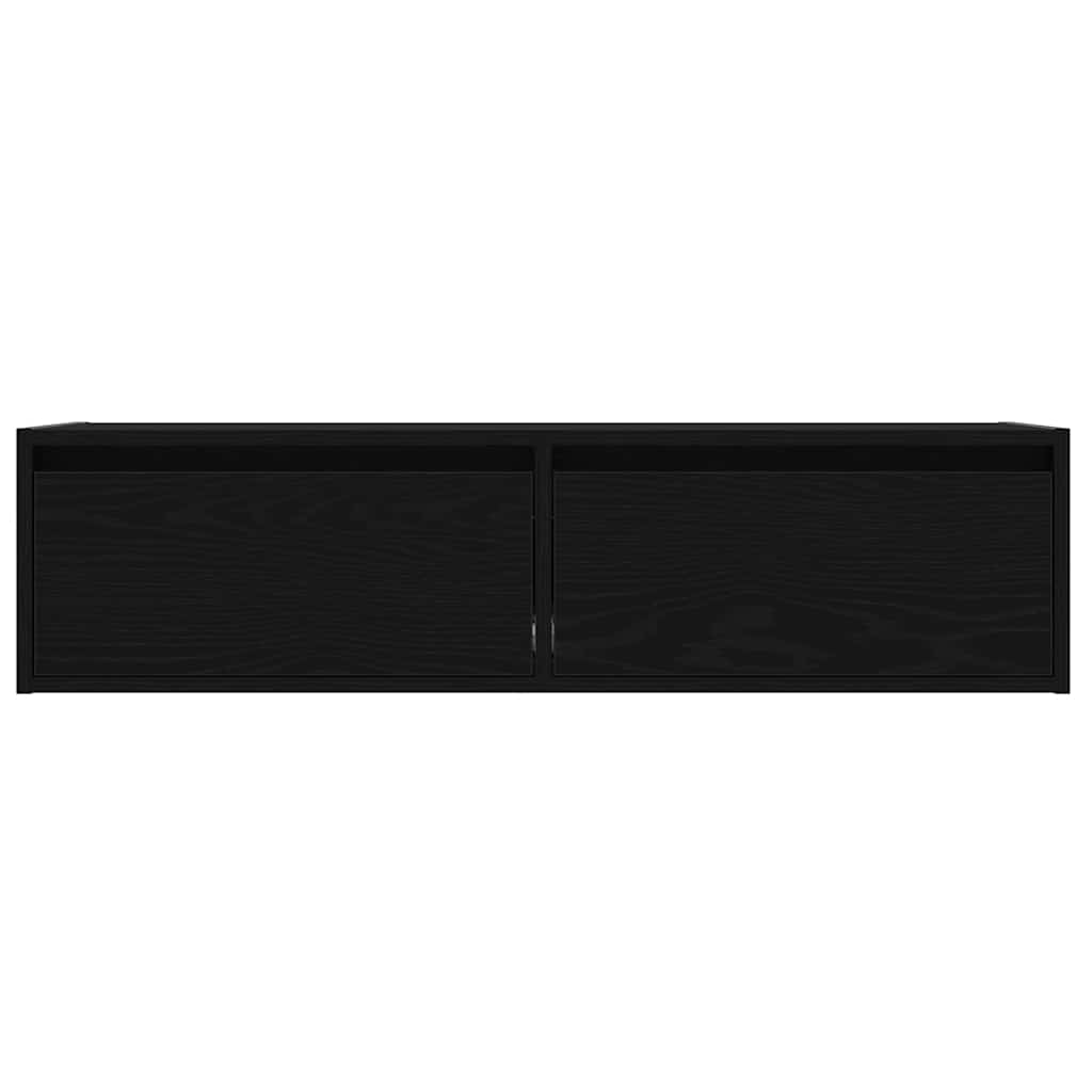 TV-Schrank mit LED-Leuchten Schwarz Eichen-Optik 100x35,5x25 cm