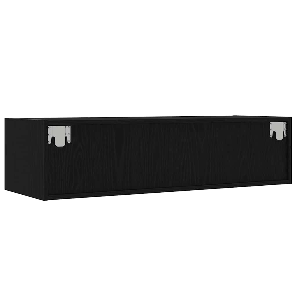 TV-Schrank mit LED-Leuchten Schwarz Eichen-Optik 100x35,5x25 cm