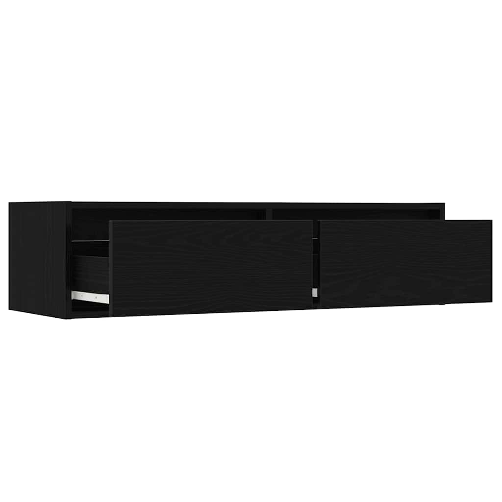 TV-Schrank mit LED-Leuchten Schwarz Eichen-Optik 100x35,5x25 cm