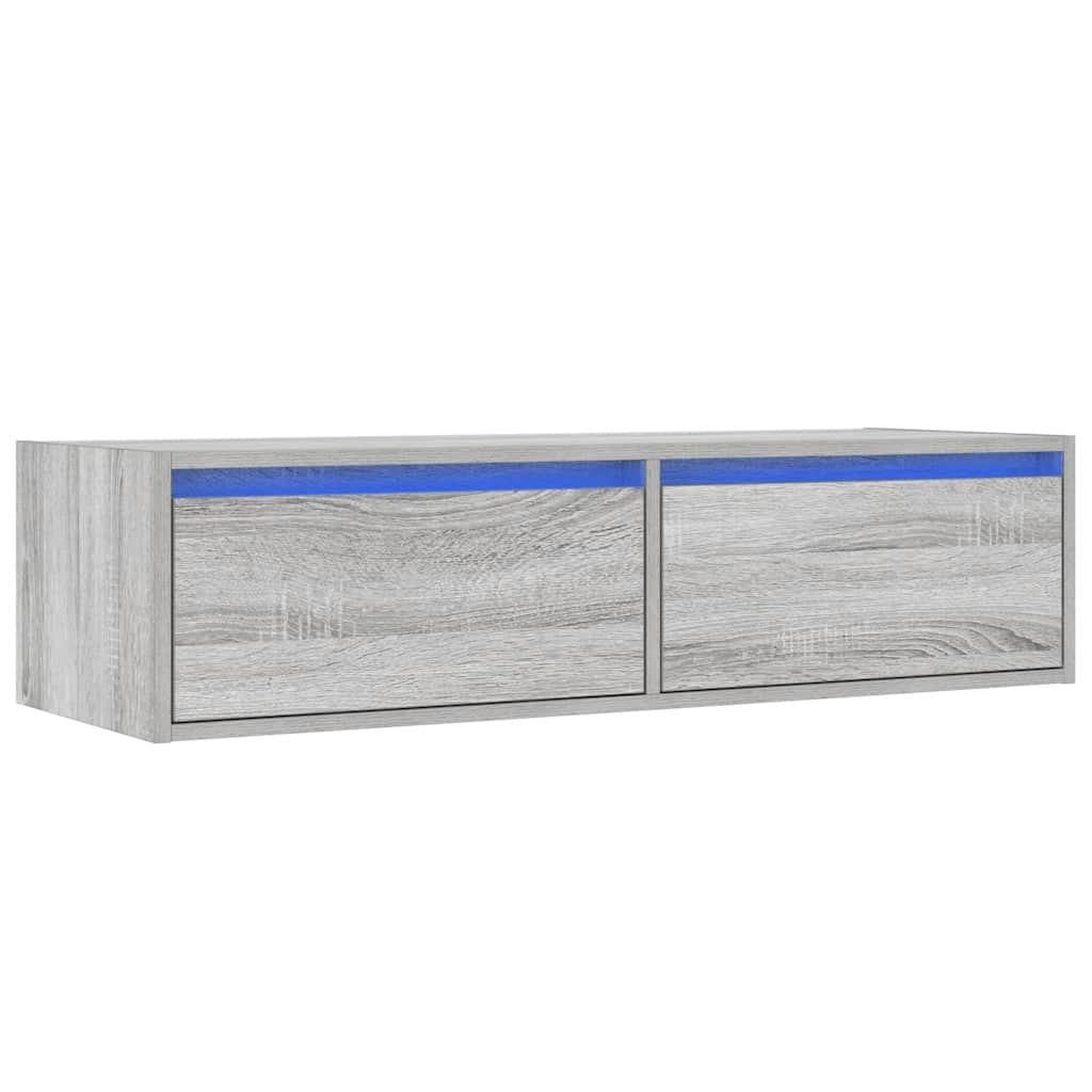 TV-Schrank mit LED-Leuchten Grau Sonoma 100x35,5x25 cm