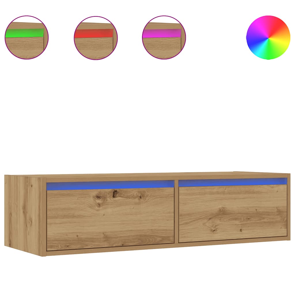 TV-Schrank mit LED-Leuchten Artisan-Eiche 100x35,5x25 cm