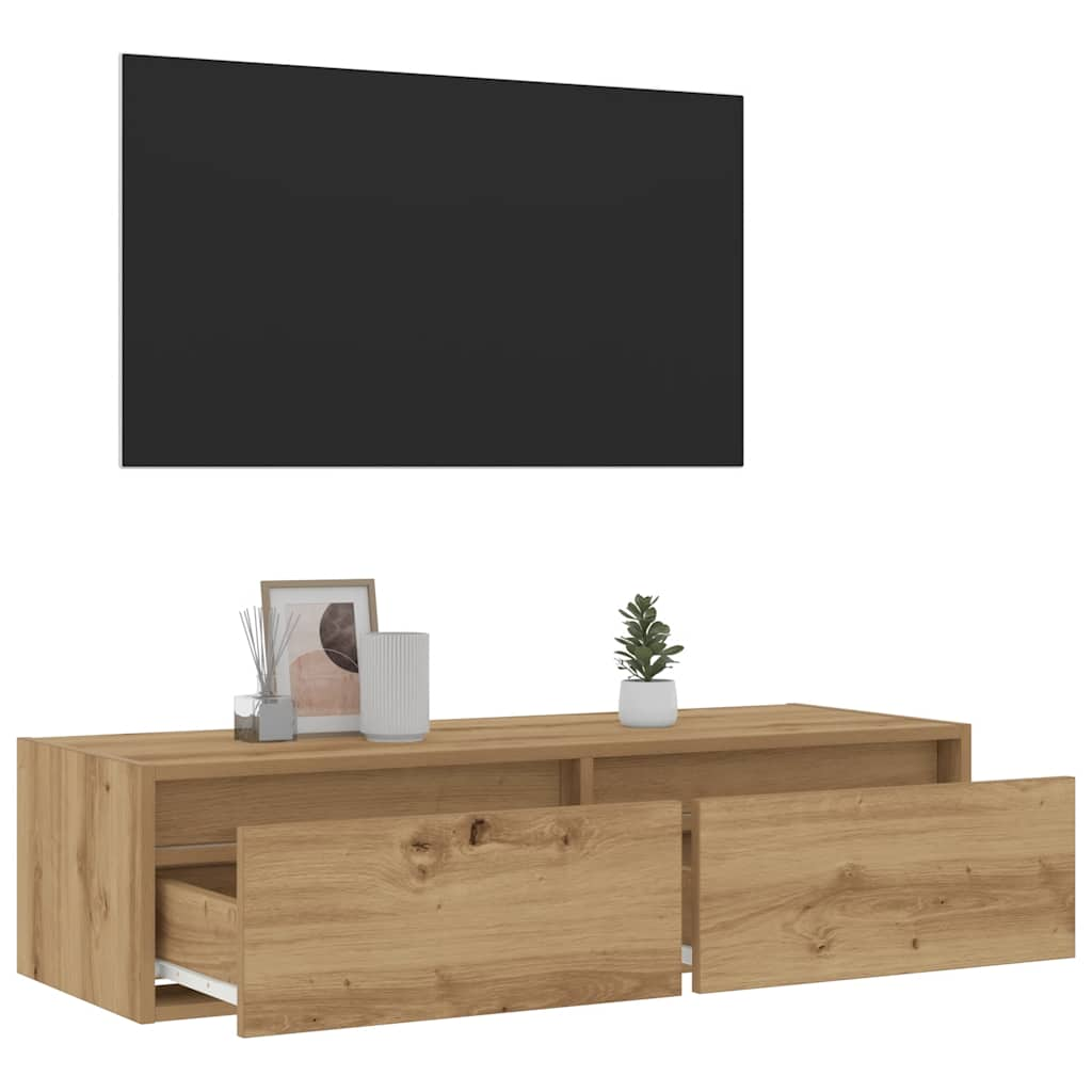 TV-Schrank mit LED-Leuchten Artisan-Eiche 100x35,5x25 cm