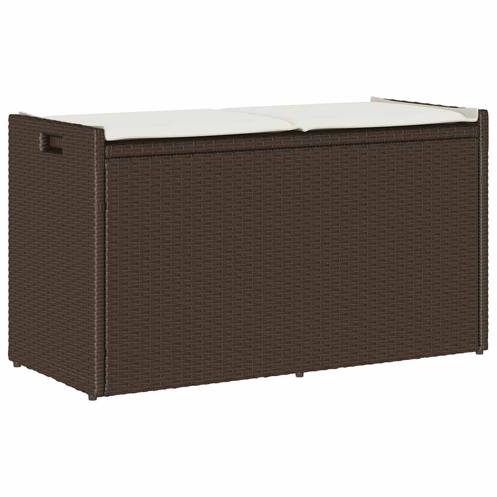 Outdoor-Sitzbank mit Stauraum und Kissen Braun 100 cm