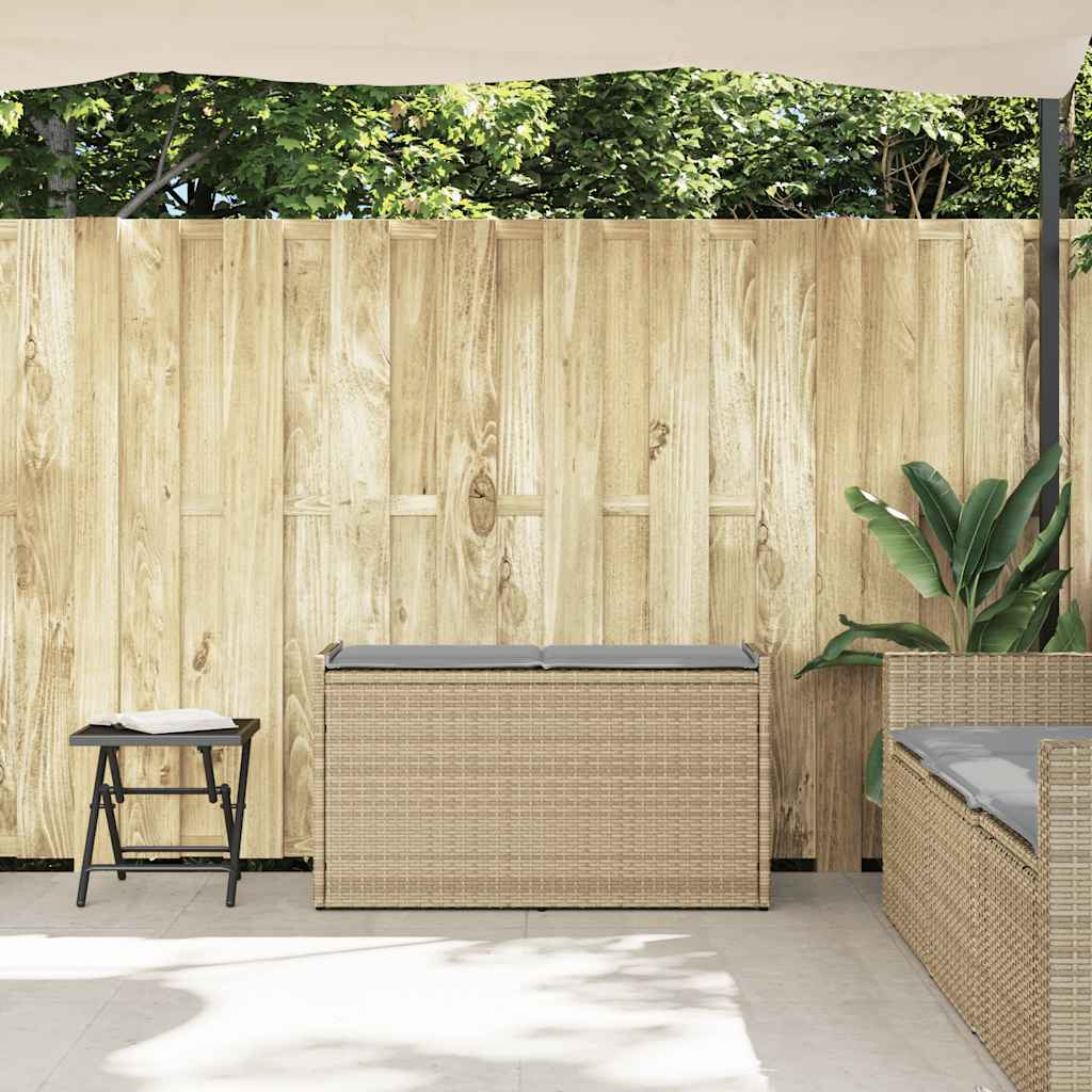 Outdoor-Sitzbank mit Stauraum und Kissen Beige 100 cm