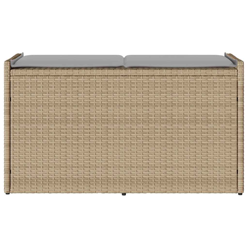 Outdoor-Sitzbank mit Stauraum und Kissen Beige 100 cm