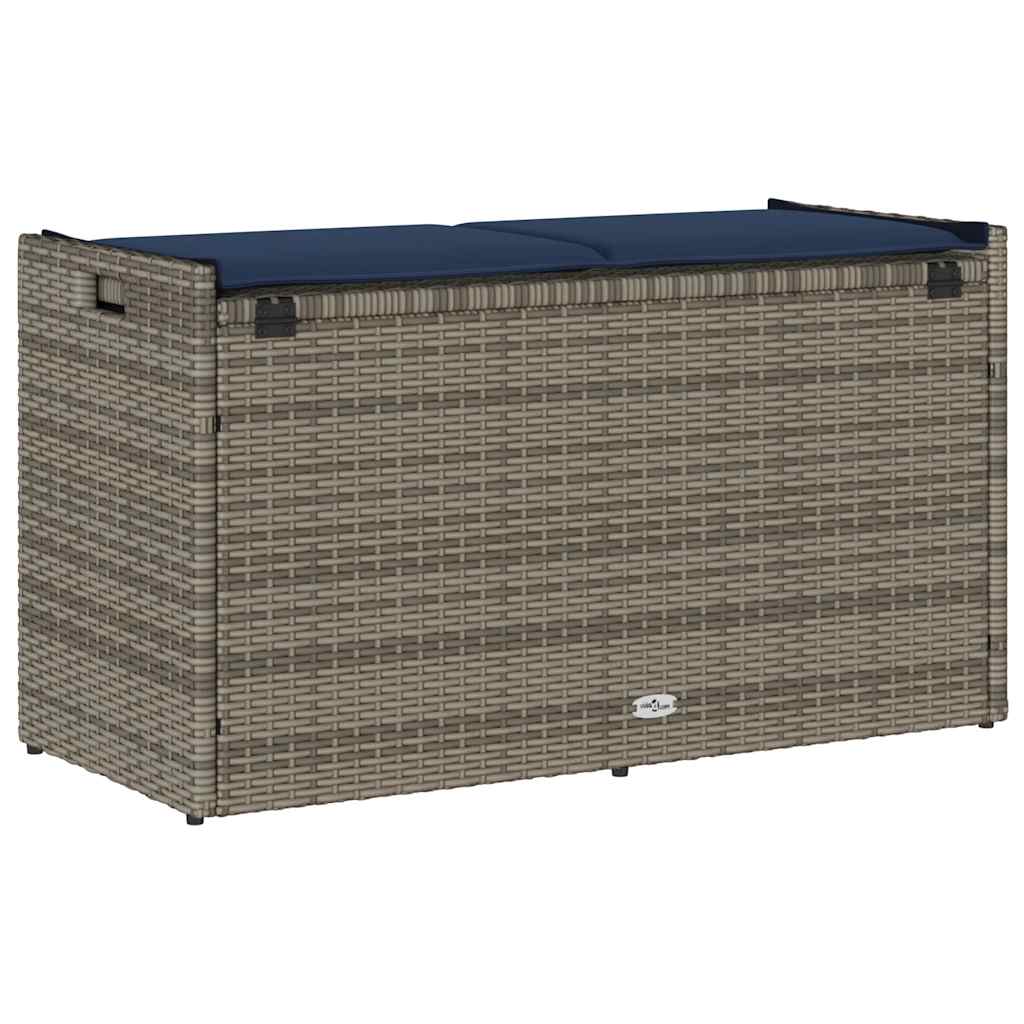 Outdoor-Sitzbank mit Stauraum und Kissen Grau 100 cm