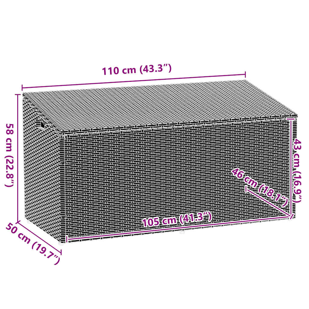 Garten-Auflagenbox Braun 110x50x58 cm Poly Rattan