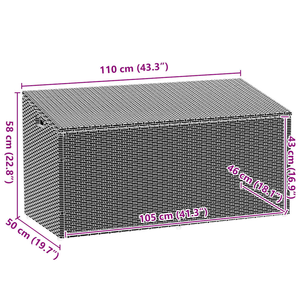 Garten-Auflagenbox Grau 110x50x58 cm Poly Rattan