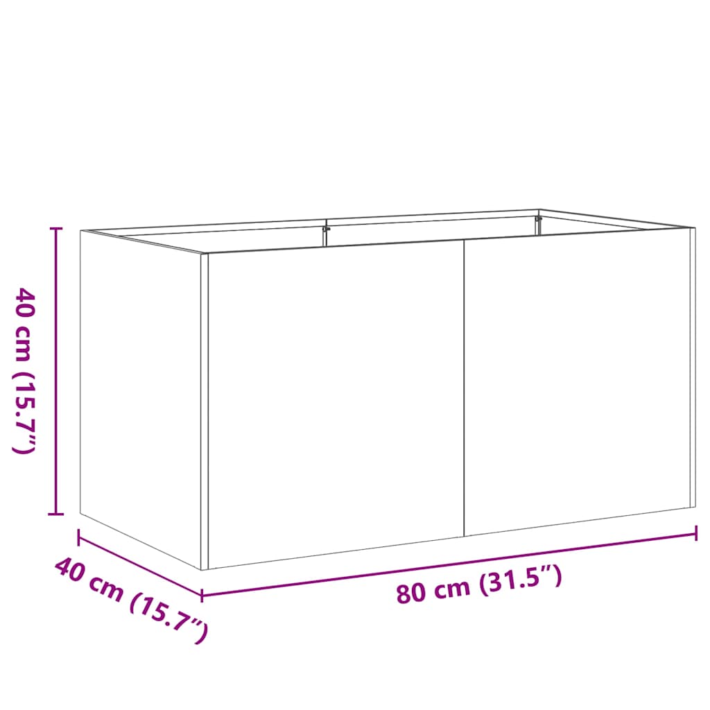 Pflanzkübel Rostig 80x40x40 cm Wetterfester Stahl