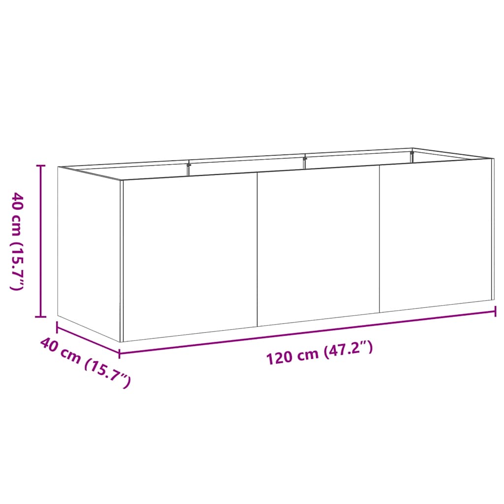 Pflanzkübel 120x40x40 cm Edelstahl