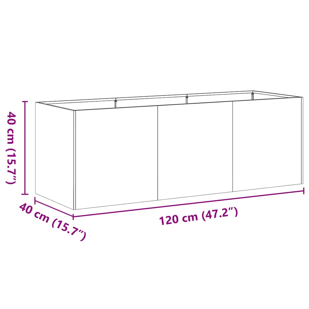 Pflanzkübel Rostig 120x40x40 cm Wetterfester Stahl