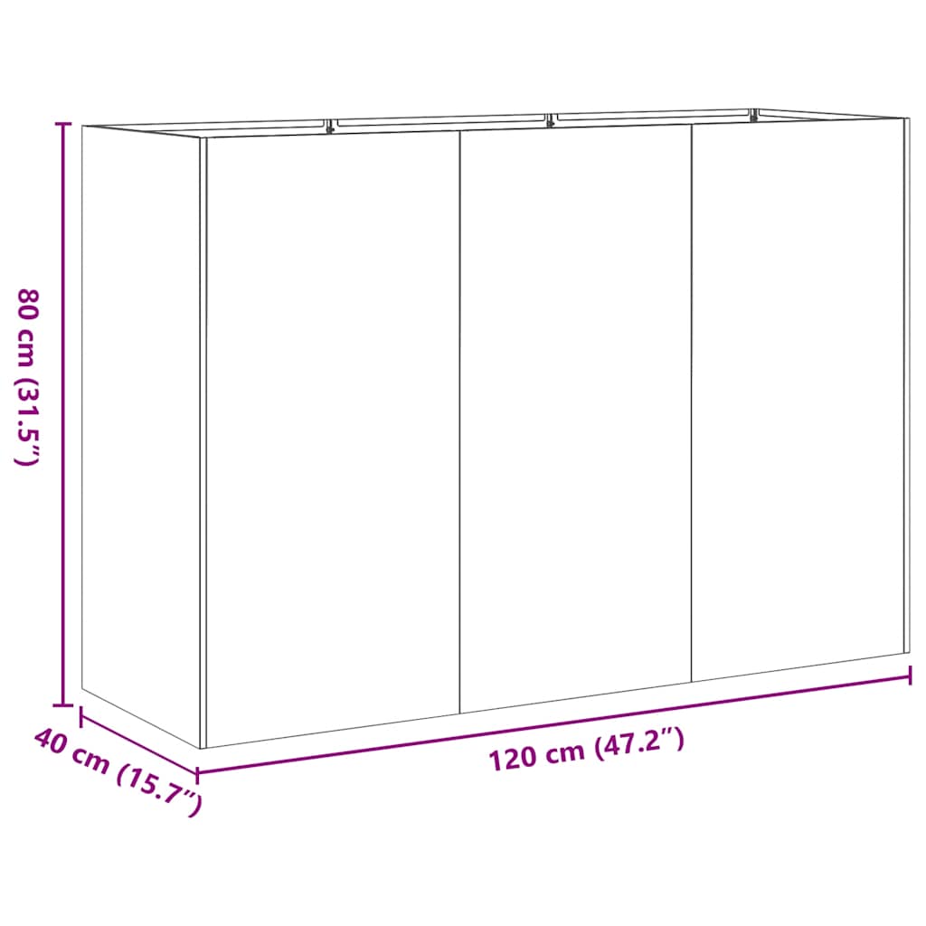 Pflanzkübel Weiß 120x40x80 cm Kaltgewalzter Stahl