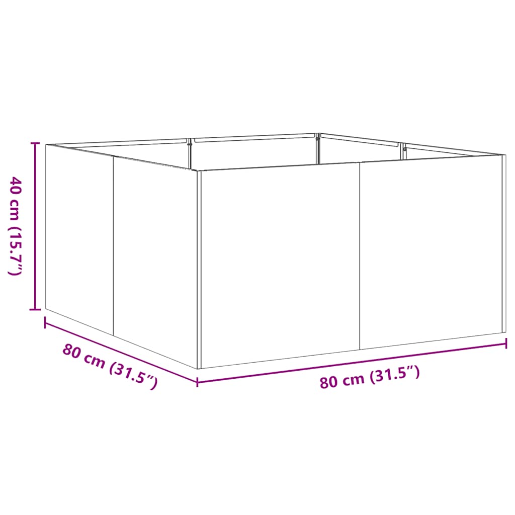 Pflanzkübel Schwarz 80x80x40 cm Kaltgewalzter Stahl