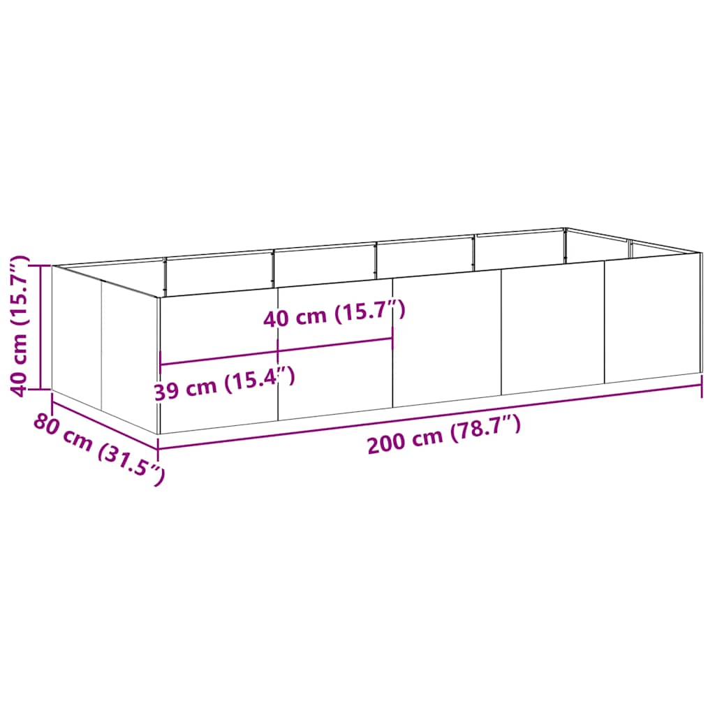 Pflanzkübel 200x80x40 cm Verzinkter Stahl