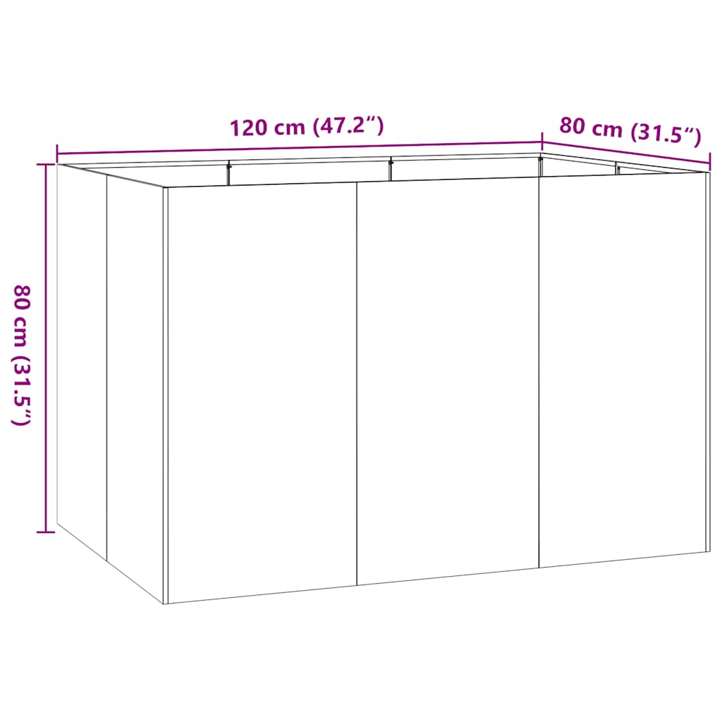 Pflanzgefäß Weiß 120x80x80 cm Stahl