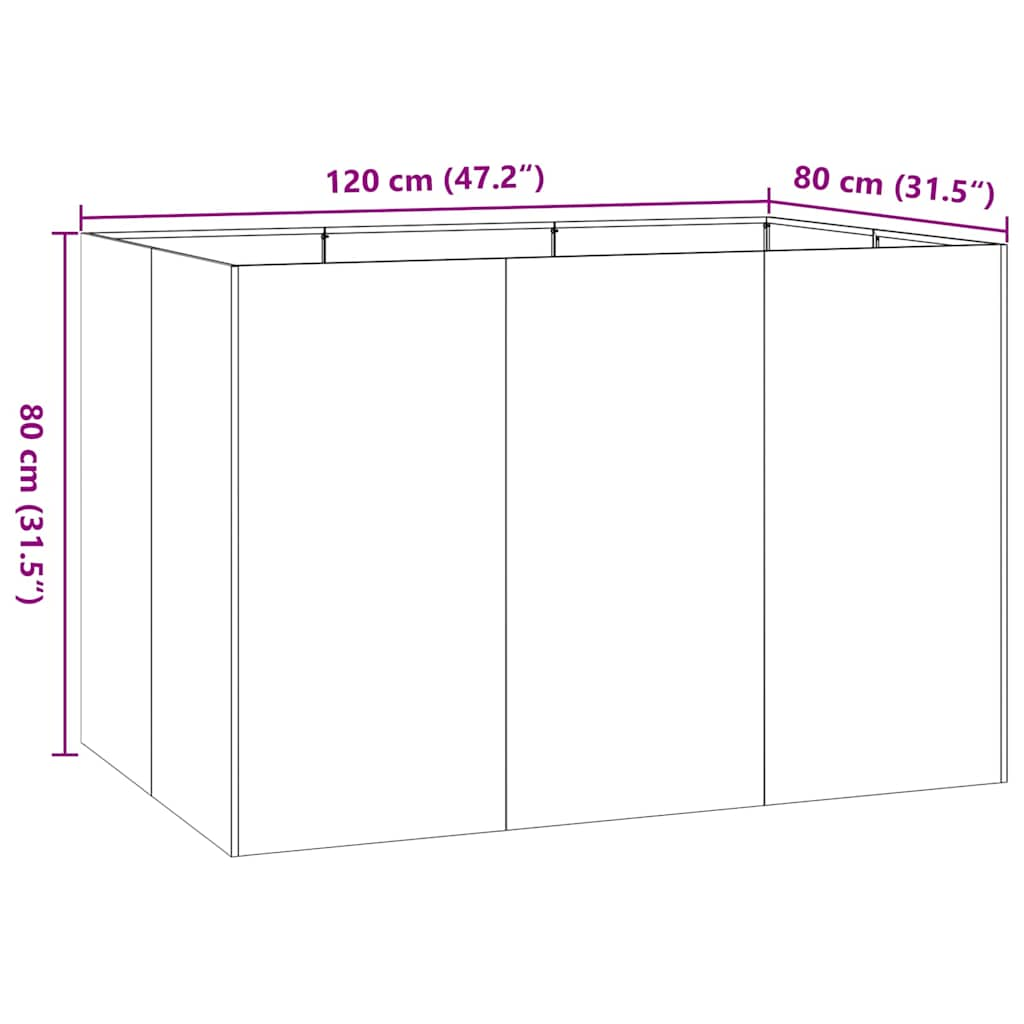 Pflanzgefäß Anthrazit 120x80x80 cm Stahl