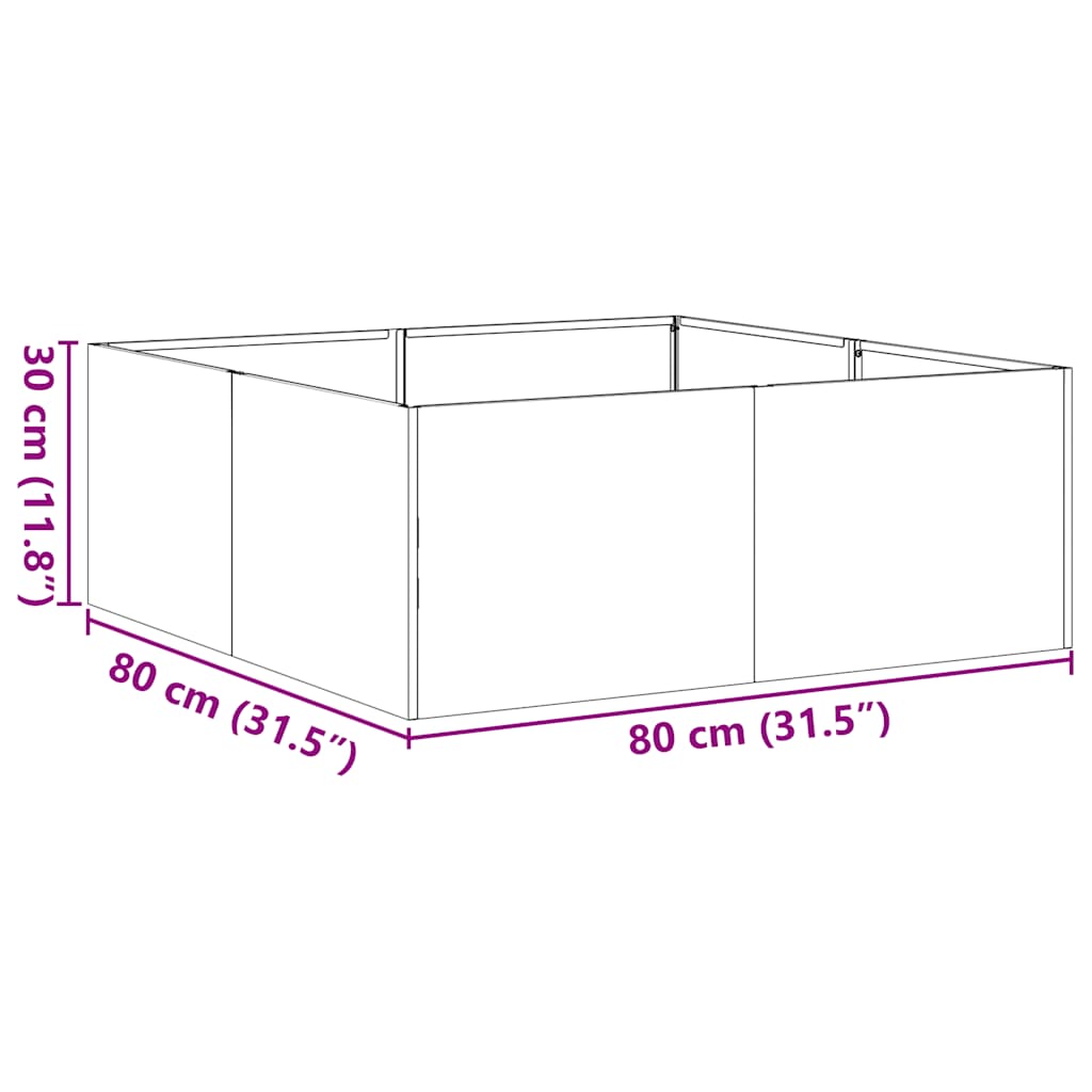 Pflanzkübel Schwarz 80x80x30 cm Stahl