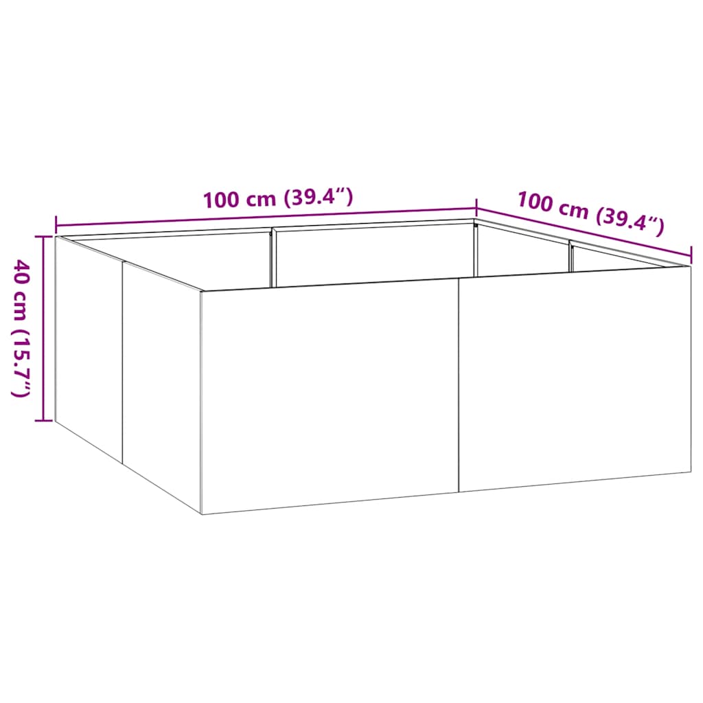 Pflanzkübel Schwarz 100x100x40 cm Stahl