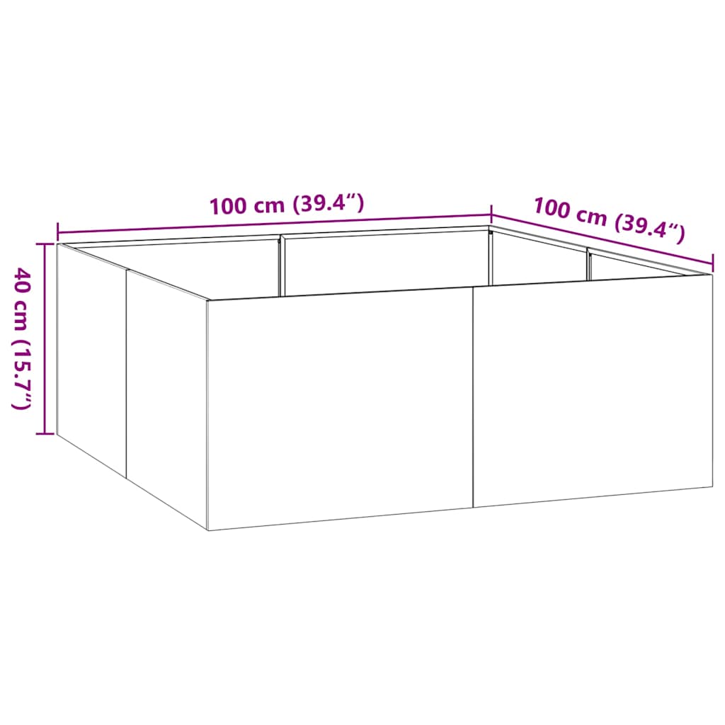 Pflanzkübel 100x100x40 cm Verzinkter Stahl